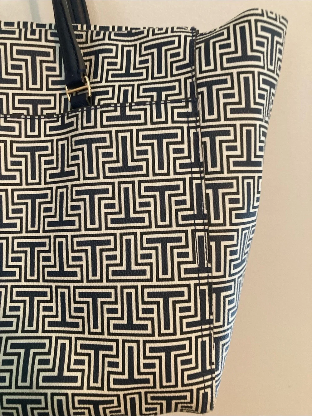 Tory Burch Black and White Signature Geometric Tote